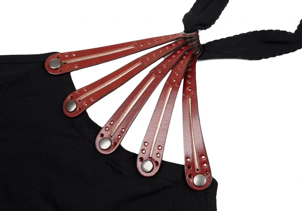 ジャンポールゴルチエ ファムJean Paul GAULTIER FEMME レザーパーツホルターネックトップス 黒40 K-121700_005