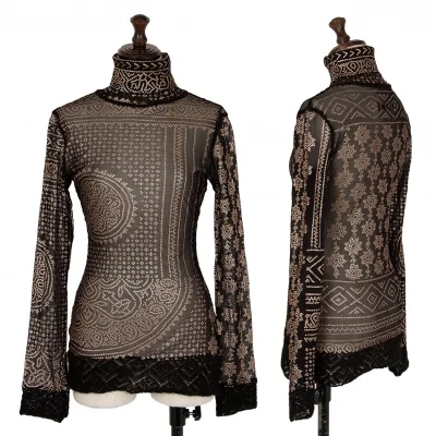Jean-Paul GAULTIER FEMME Foil Printed Mesh Long Sleeve Top