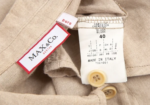 マックスアンドコーMAX&Co リネンフライフロントシャツ ベージュ40 K-121841_016