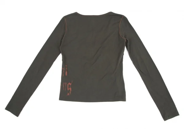 アルマーニジーンズARMANI JEANS サイドロゴプリントステッチデザインカットソー カーキ38 K-121845_011