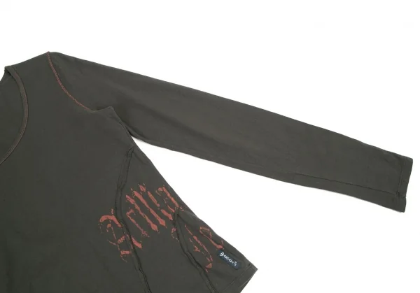 アルマーニジーンズARMANI JEANS サイドロゴプリントステッチデザインカットソー カーキ38 K-121845_004