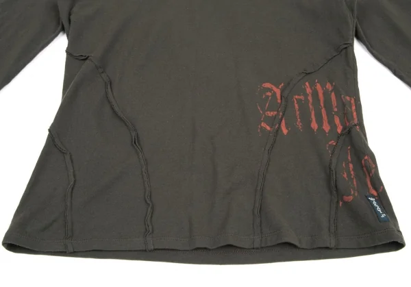 アルマーニジーンズARMANI JEANS サイドロゴプリントステッチデザインカットソー カーキ38 K-121845_007