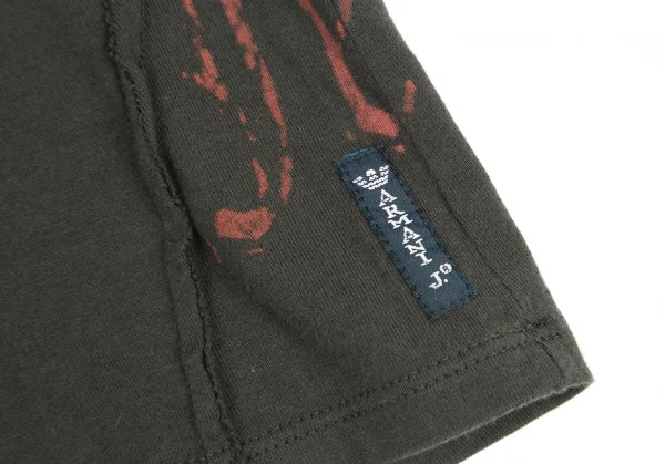 アルマーニジーンズARMANI JEANS サイドロゴプリントステッチデザインカットソー カーキ38 K-121845_009