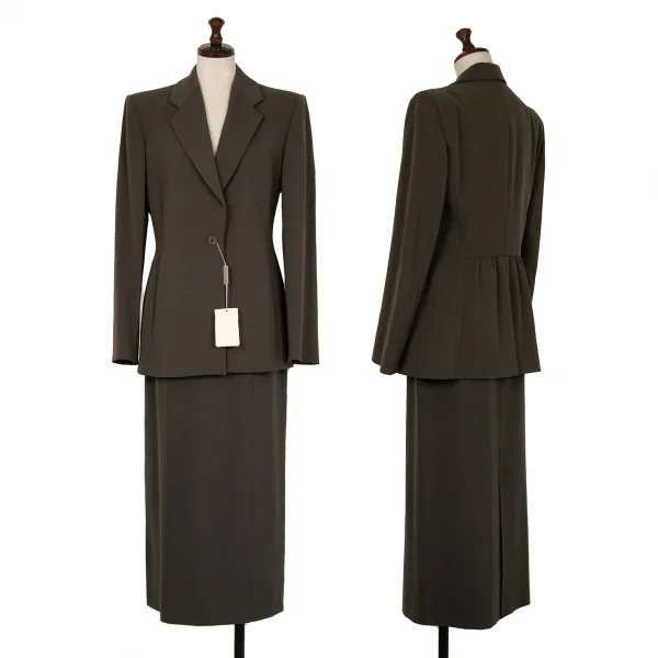 エンポリオ アルマーニEMPORIO ARMANI バックギャザーデザインテーラードジャケット カーキブラウン42 K-121850_014