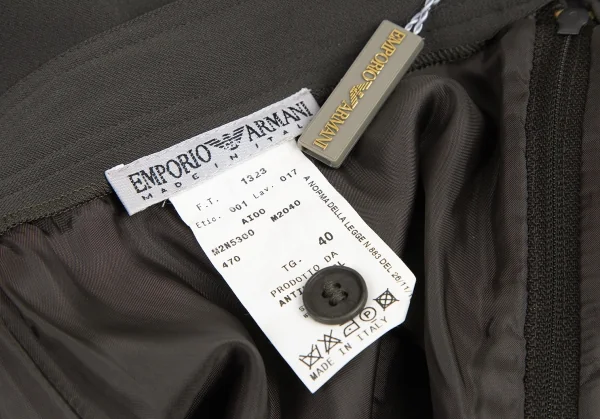 エンポリオ アルマーニEMPORIO ARMANI ポリウール台形スカート カーキブラウン40 K-121851_011