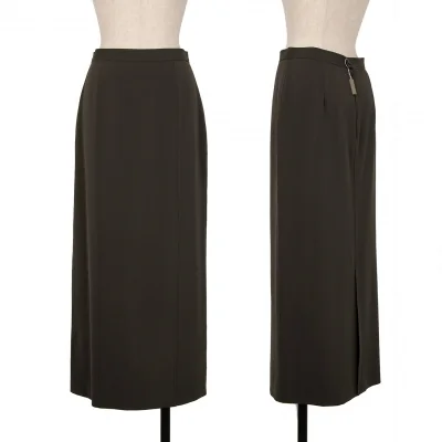エンポリオ アルマーニEMPORIO ARMANI ポリウール台形スカート カーキブラウン
