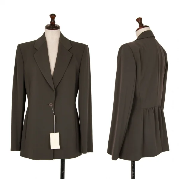 エンポリオ アルマーニEMPORIO ARMANI バックギャザーデザインセットアップスーツ カーキブラウン42・40 K-121852_002