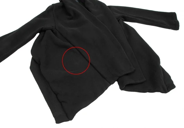レギュレーション ヨウジヤマモトREGULATION yohji yamamoto 裏起毛スウェットボタンレスカーディガン 黒2 K-121881_007