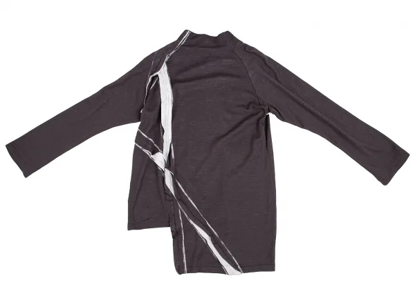 ラグネキカス フォー ヨウジヤマモトRAGNE KIKAS for Yohji Yamamoto アウトシームプリントデザインハイネックカットソー 茶2 K-121886_014