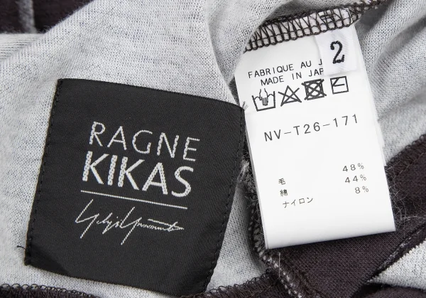 ラグネキカス フォー ヨウジヤマモトRAGNE KIKAS for Yohji Yamamoto アウトシームプリントデザインハイネックカットソー 茶2 K-121886_019