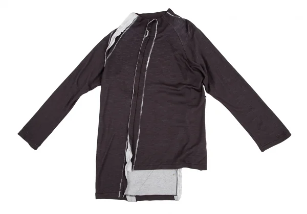 ラグネキカス フォー ヨウジヤマモトRAGNE KIKAS for Yohji Yamamoto アウトシームプリントデザインハイネックカットソー 茶2 K-121886_002