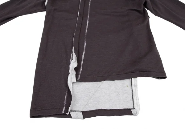 ラグネキカス フォー ヨウジヤマモトRAGNE KIKAS for Yohji Yamamoto アウトシームプリントデザインハイネックカットソー 茶2 K-121886_009