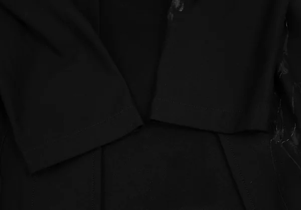 ヨウジヤマモト ファムYohji Yamamoto FEMME ラバーペイントデザインボタンレスコート 黒1 K-121887_006
