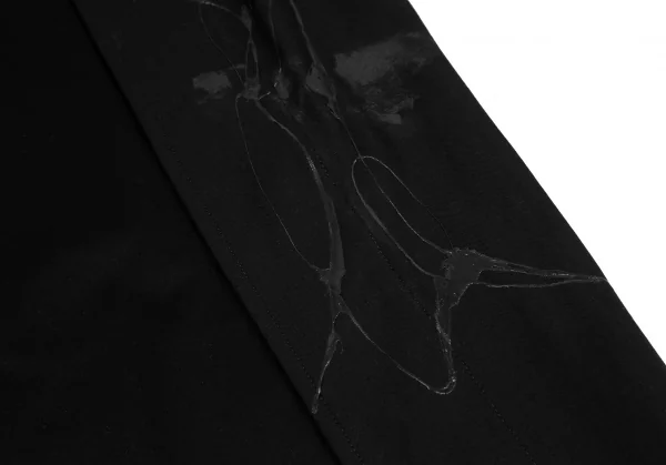 ヨウジヤマモト ファムYohji Yamamoto FEMME ラバーペイントデザインボタンレスコート 黒1 K-121887_009