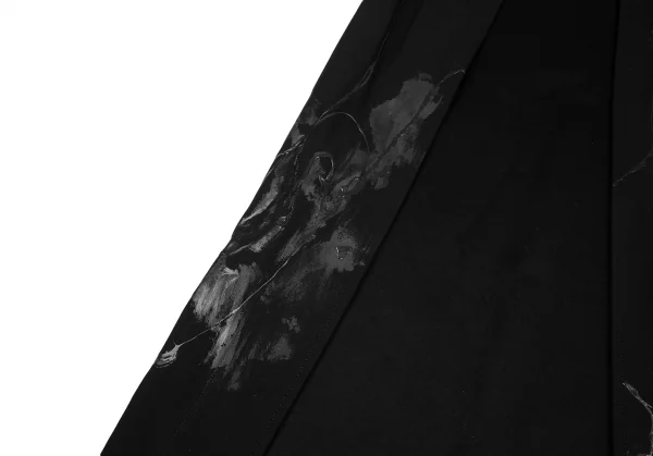 ヨウジヤマモト ファムYohji Yamamoto FEMME ラバーペイントデザインボタンレスコート 黒1 K-121887_010