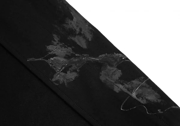 ヨウジヤマモト ファムYohji Yamamoto FEMME ラバーペイントデザインボタンレスコート 黒1 K-121887_011