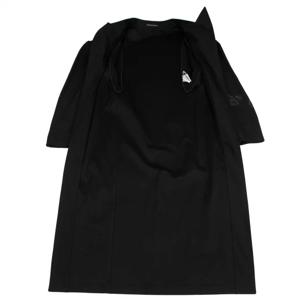 ヨウジヤマモト ファムYohji Yamamoto FEMME ラバーペイントデザインボタンレスコート 黒1 K-121887_012