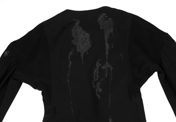 ヨウジヤマモト ファムYohji Yamamoto FEMME ラバーペイントデザインボタンレスコート 黒1 K-121887_014