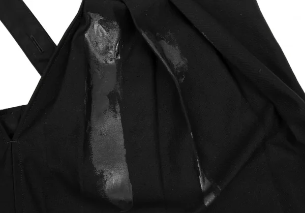 ヨウジヤマモト ファムYohji Yamamoto FEMME ラバーペイントフロントプリーツサスペンダーワンピース 黒1 K-121888_006