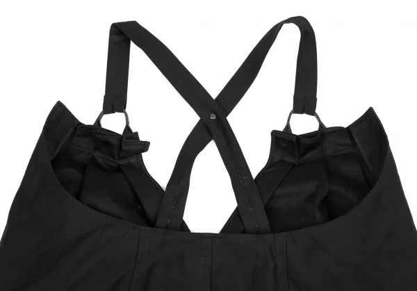 ヨウジヤマモト ファムYohji Yamamoto FEMME ラバーペイントフロントプリーツサスペンダーワンピース 黒1 K-121888_013