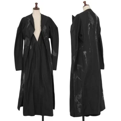 ヨウジヤマモト ファムYohji Yamamoto FEMME ラバーペイントデザインセットアップ 黒