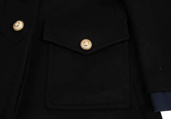 グッチGUCCI ウェブラインパールボタンボウタイ付きコート 黒42 K-121904_010
