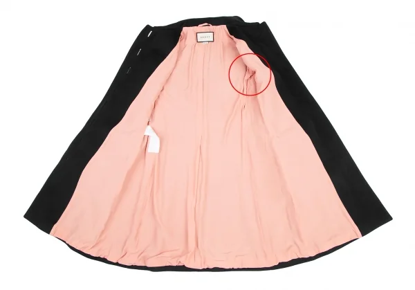 グッチGUCCI ウェブラインパールボタンボウタイ付きコート 黒42 K-121904_013