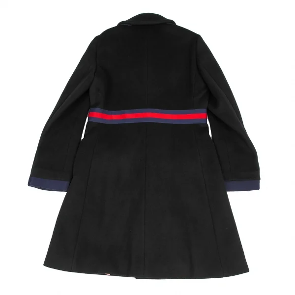 グッチGUCCI ウェブラインパールボタンボウタイ付きコート 黒42 K-121904_015