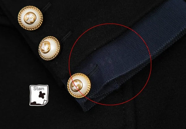 グッチGUCCI ウェブラインパールボタンボウタイ付きコート 黒42 K-121904_007