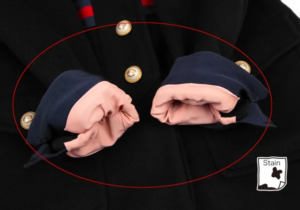 グッチGUCCI ウェブラインパールボタンボウタイ付きコート 黒42 K-121904_008