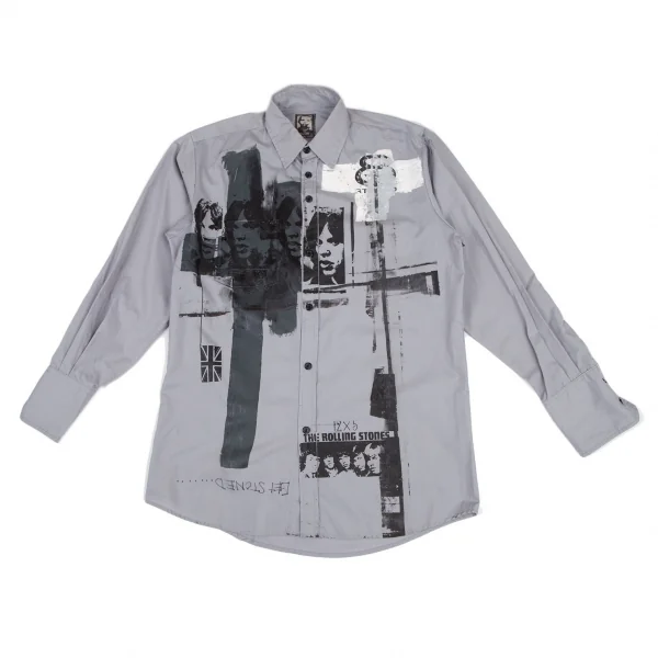 カラーバイローランドベリーCOLUR BY ROLLAND BERRY ローリングストーンズプリントシャツ ブルーグレーM位 K-121925_001