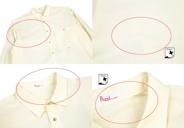 パパスPapas ブロードポケットシャツ M 黄色M位 K-121926_002