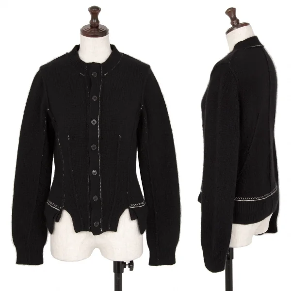 ヨウジヤマモト ファムYohji Yamamoto FEMME アウトシームデザインニットカーディガン 黒2 K-121942_001