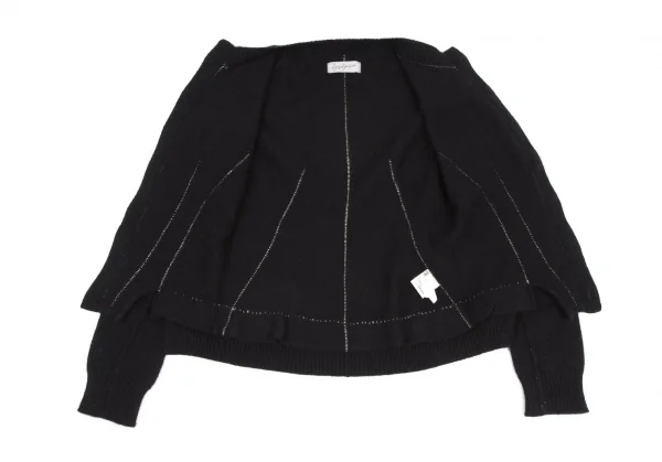 ヨウジヤマモト ファムYohji Yamamoto FEMME アウトシームデザインニットカーディガン 黒2 K-121942_010