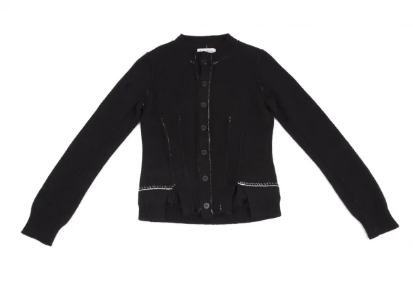 ヨウジヤマモト ファムYohji Yamamoto FEMME アウトシームデザインニットカーディガン 黒2 K-121942_002