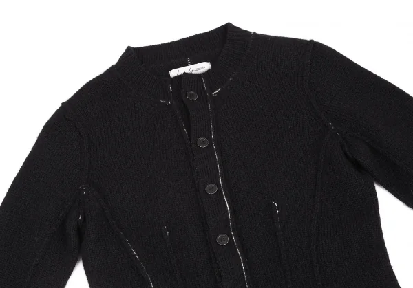 ヨウジヤマモト ファムYohji Yamamoto FEMME アウトシームデザインニットカーディガン 黒2 K-121942_003