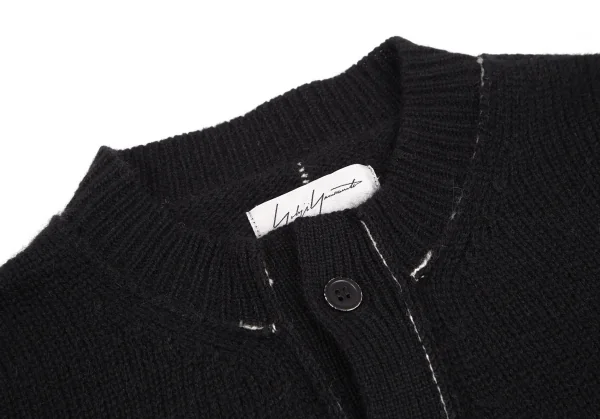 ヨウジヤマモト ファムYohji Yamamoto FEMME アウトシームデザインニットカーディガン 黒2 K-121942_004