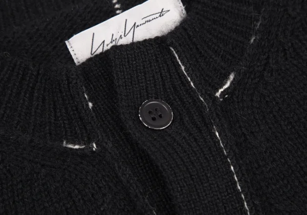 ヨウジヤマモト ファムYohji Yamamoto FEMME アウトシームデザインニットカーディガン 黒2 K-121942_005
