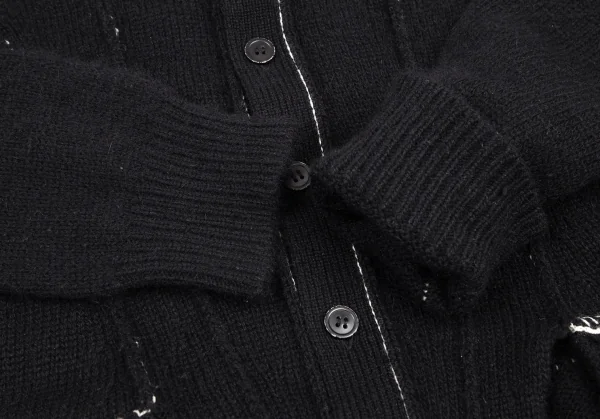 ヨウジヤマモト ファムYohji Yamamoto FEMME アウトシームデザインニットカーディガン 黒2 K-121942_007
