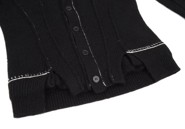 ヨウジヤマモト ファムYohji Yamamoto FEMME アウトシームデザインニットカーディガン 黒2 K-121942_008