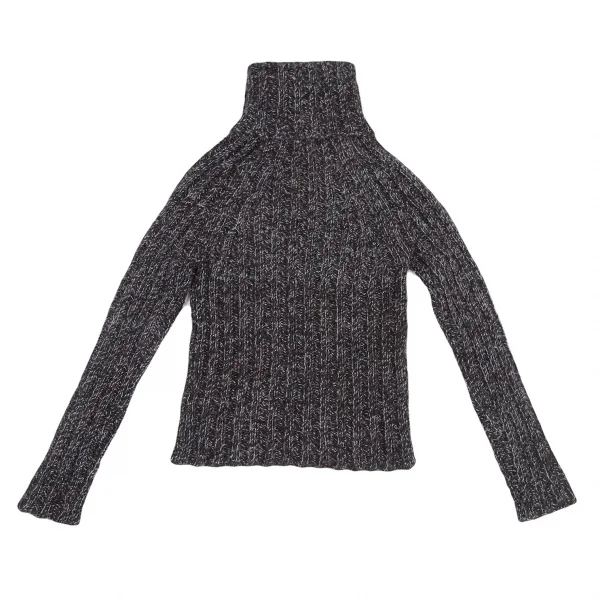 ヨウジヤマモト ファムYohji Yamamoto FEMME タートルネックミックスリブニット 黒水色3 K-121944_010