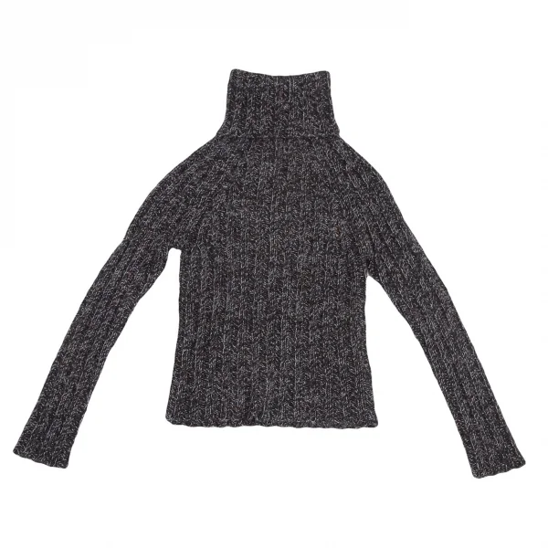 ヨウジヤマモト ファムYohji Yamamoto FEMME タートルネックミックスリブニット 黒水色3 K-121944_002