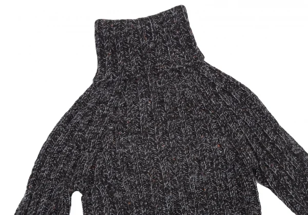 ヨウジヤマモト ファムYohji Yamamoto FEMME タートルネックミックスリブニット 黒水色3 K-121944_003