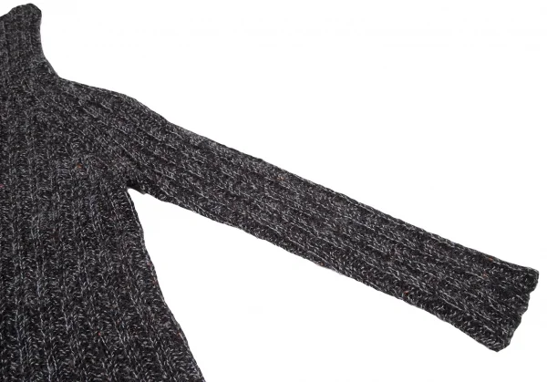 ヨウジヤマモト ファムYohji Yamamoto FEMME タートルネックミックスリブニット 黒水色3 K-121944_006