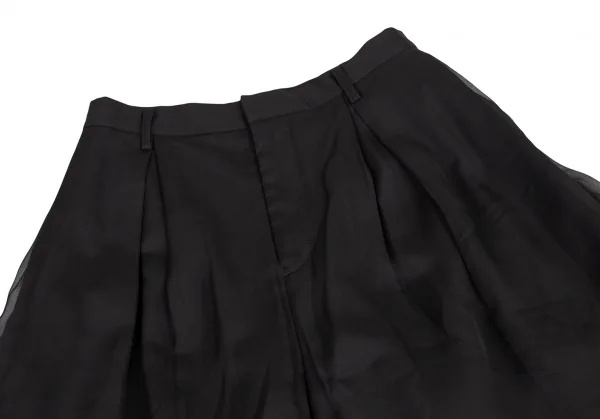ノアール ケイ ニノミヤnoir kei ninomiya シフォンレイヤードストレッチコットンハーフパンツ 黒S K-121947_002
