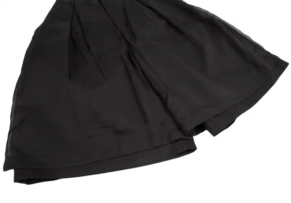 ノアール ケイ ニノミヤnoir kei ninomiya シフォンレイヤードストレッチコットンハーフパンツ 黒S K-121947_005