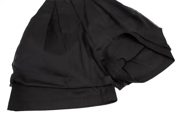 ノアール ケイ ニノミヤnoir kei ninomiya シフォンレイヤードストレッチコットンハーフパンツ 黒S K-121947_006