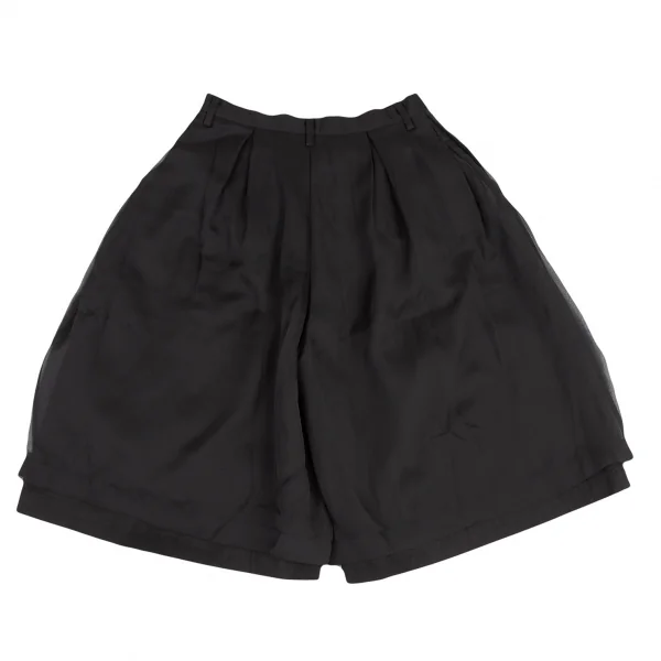 ノアール ケイ ニノミヤnoir kei ninomiya シフォンレイヤードストレッチコットンハーフパンツ 黒S K-121947_007