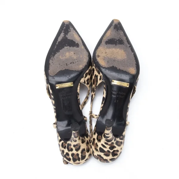 ドルチェ&ガッバーナDOLCE&GABBANA レオパードポインテッドトゥパンプス クリーム黒37(24位) K-121969_010