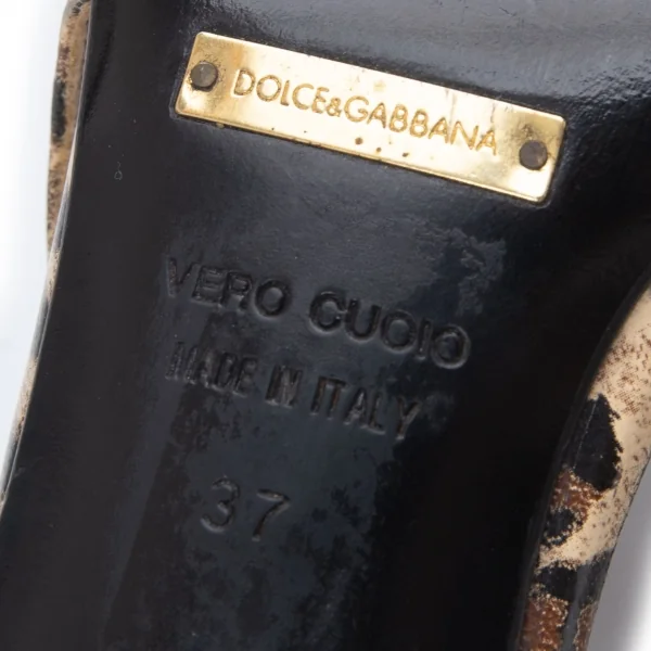 ドルチェ&ガッバーナDOLCE&GABBANA レオパードポインテッドトゥパンプス クリーム黒37(24位) K-121969_012